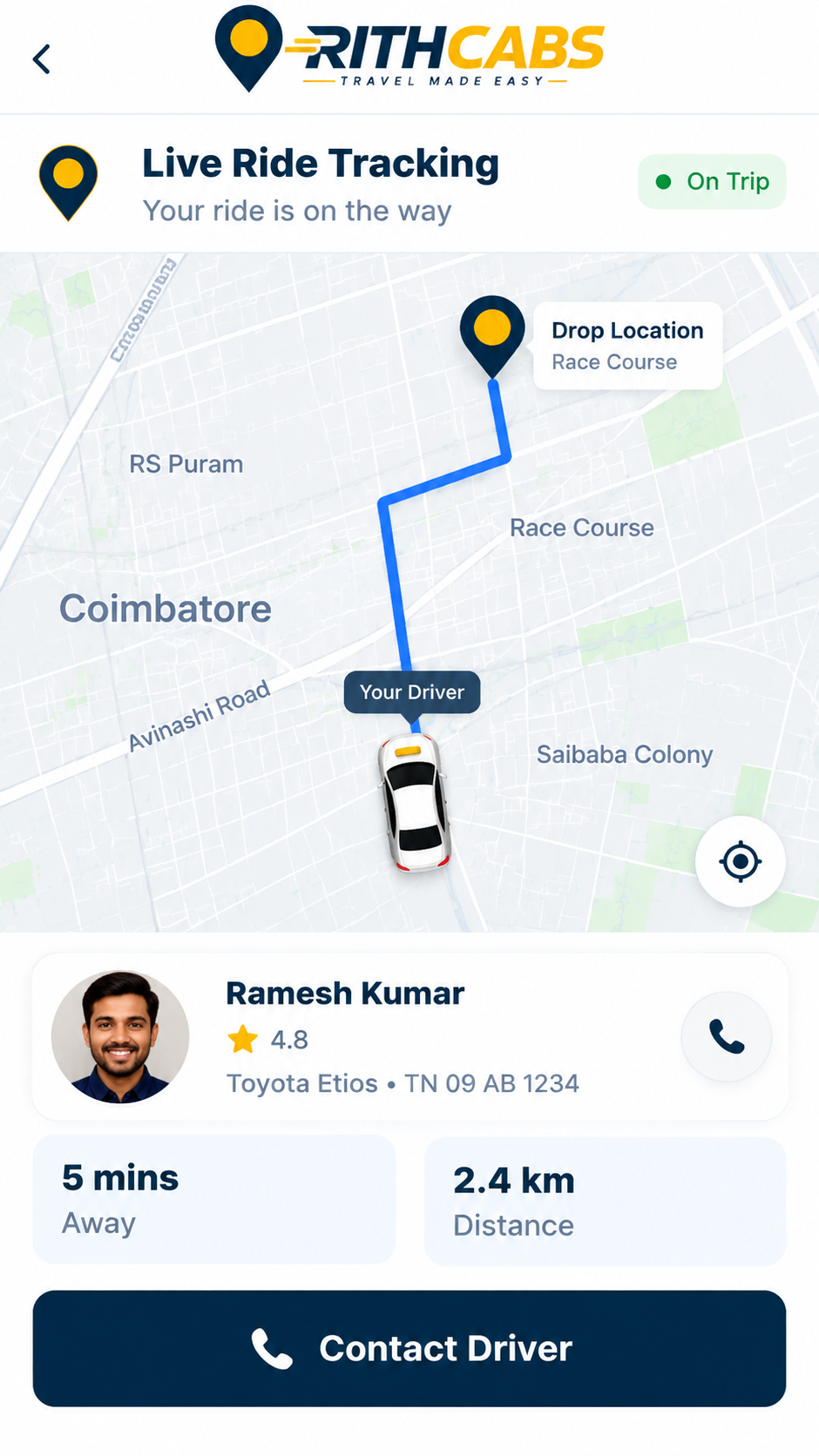 RITHCABS Live Ride Tracking